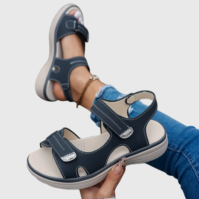 Sandals Black Open-Toe Adjustable Strap Platform Women's – Casual, Summer, Everyday, Comfort Walking