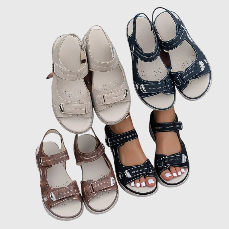 Sandals Black Open-Toe Adjustable Strap Platform Women's – Casual, Summer, Everyday, Comfort Walking