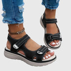 Sandals Black Open-Toe Adjustable Strap Platform Women's – Casual, Summer, Everyday, Comfort Walking