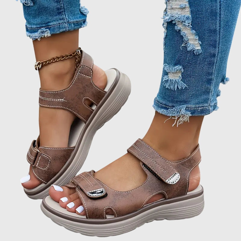 Sandals Black Open-Toe Adjustable Strap Platform Women's – Casual, Summer, Everyday, Comfort Walking
