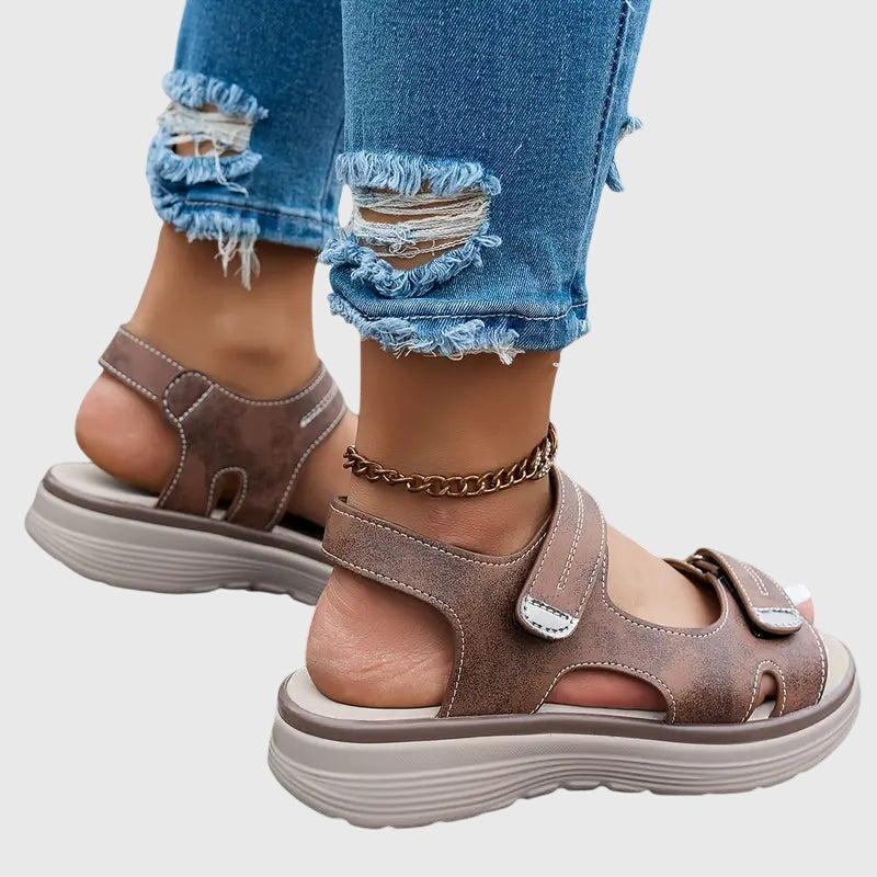 Sandals Black Open-Toe Adjustable Strap Platform Women's – Casual, Summer, Everyday, Comfort Walking