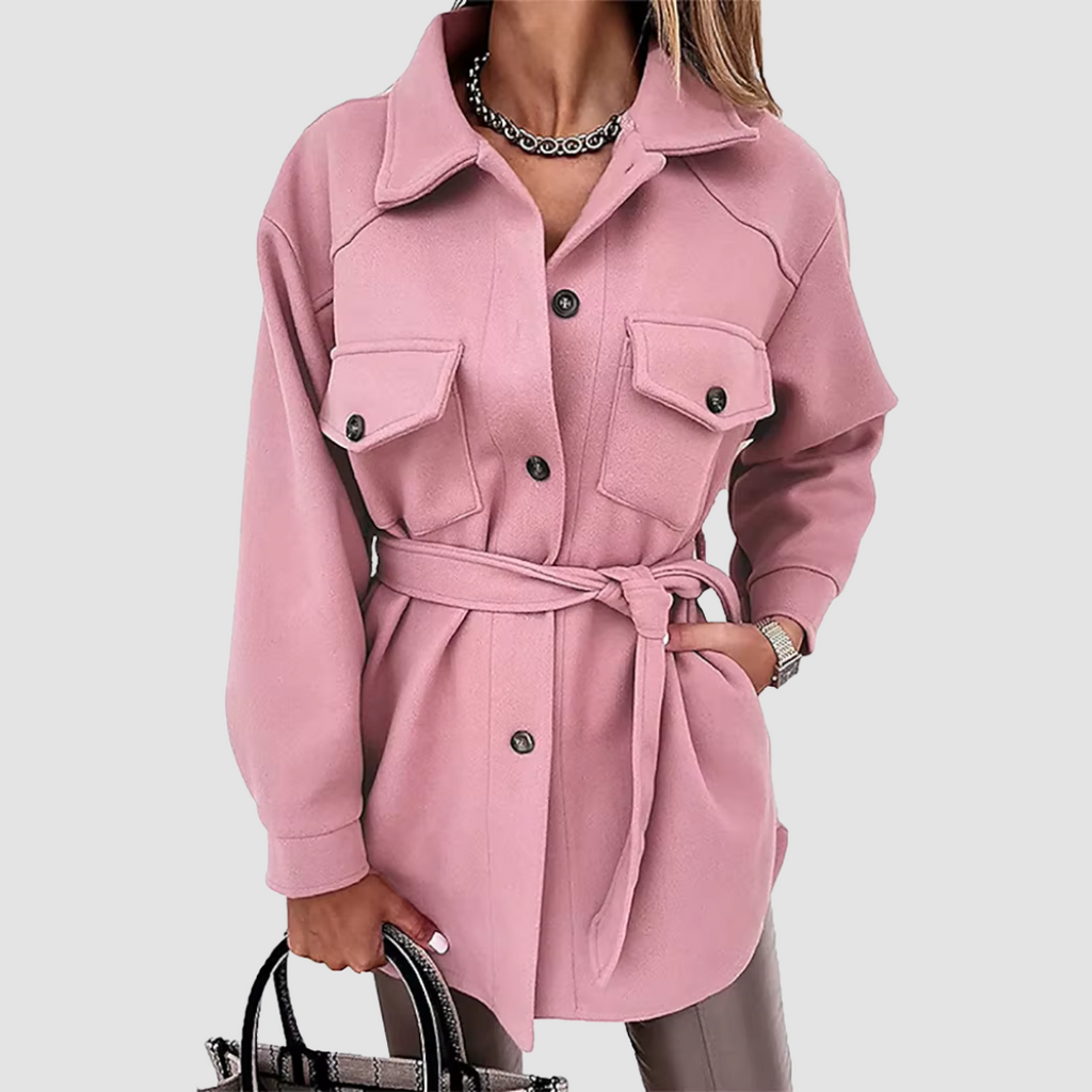 Shacket Women's Long Yellow Button-Up Jacket with Collar and Flap Pockets – Casual, Office, Holiday, Gift