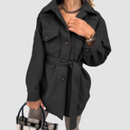 Shacket Women's Long Yellow Button-Up Jacket with Collar and Flap Pockets – Casual, Office, Holiday, Gift