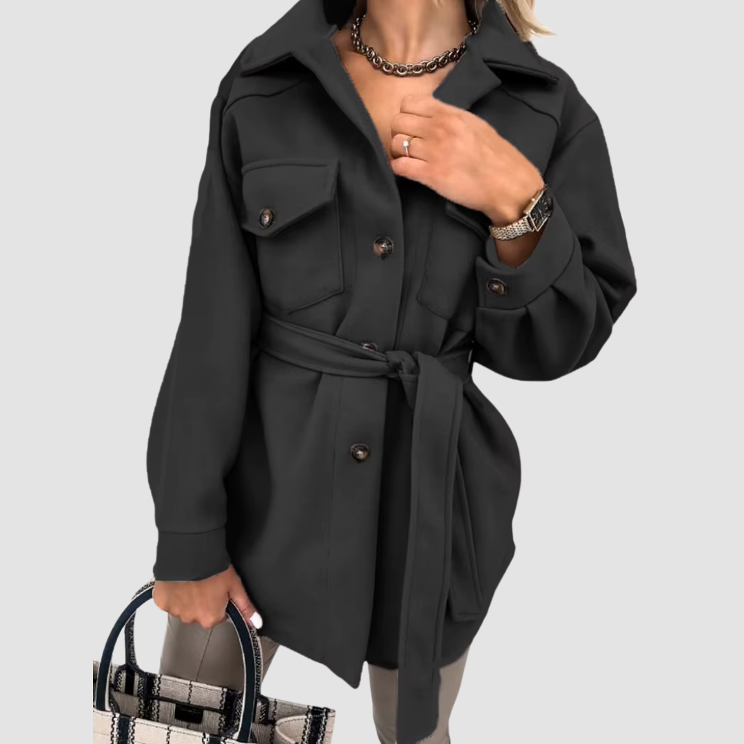 Shacket Women's Long Yellow Button-Up Jacket with Collar and Flap Pockets – Casual, Office, Holiday, Gift