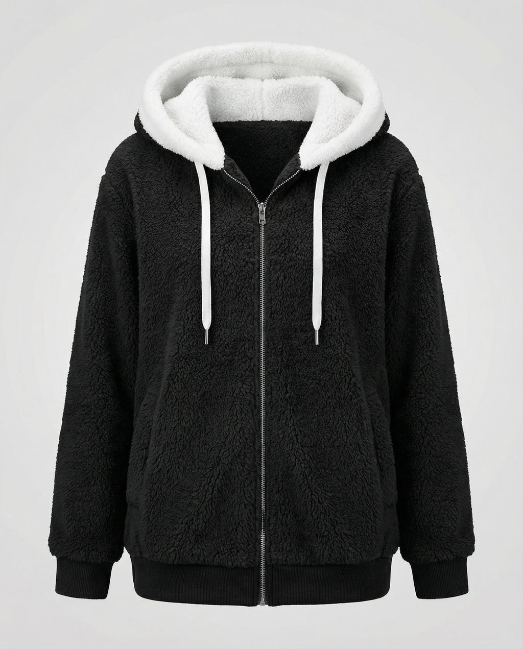 Sherpa Jacket Women's Hooded Full Zip Fleece Green with Drawstrings – Casual, Winter, Cozy Gift