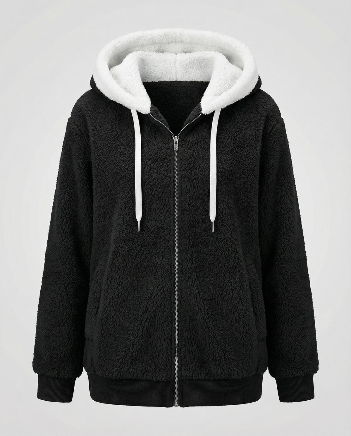 Sherpa Jacket Women's Hooded Full Zip Fleece Green with Drawstrings – Casual, Winter, Cozy Gift
