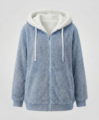 Sherpa Jacket Women's Hooded Full Zip Fleece Green with Drawstrings – Casual, Winter, Cozy Gift