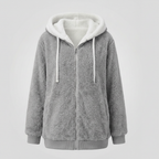 Sherpa Jacket Women's Hooded Full Zip Fleece Green with Drawstrings – Casual, Winter, Cozy Gift
