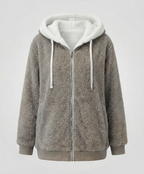 Sherpa Jacket Women's Hooded Full Zip Fleece Green with Drawstrings – Casual, Winter, Cozy Gift