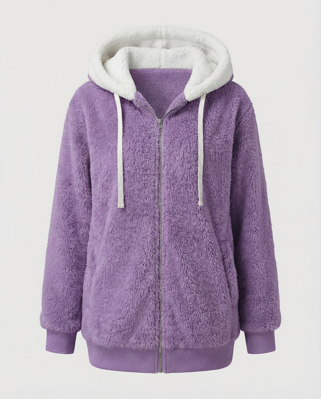 Sherpa Jacket Women's Hooded Full Zip Fleece Green with Drawstrings – Casual, Winter, Cozy Gift
