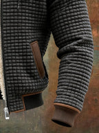 Sherpa Lined Hooded Jacket Men's Waffle Textured Full-Zip Fleece Coat – Casual, Winter, Everyday, Gift