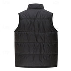 Sherpa-Lined Puffer Vest Men's Black Fleece Sleeveless Body Warmer – Casual, Winter Outdoor
