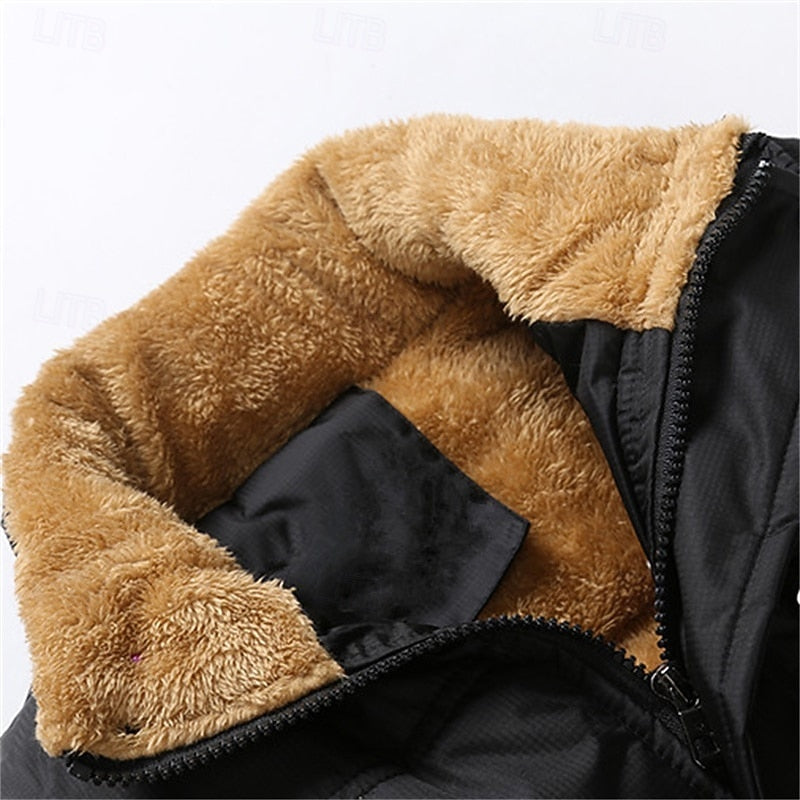Sherpa-Lined Puffer Vest Men's Black Fleece Sleeveless Body Warmer – Casual, Winter Outdoor