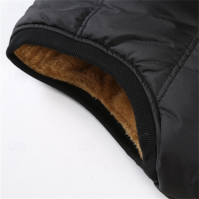 Sherpa-Lined Puffer Vest Men's Black Fleece Sleeveless Body Warmer – Casual, Winter Outdoor
