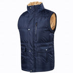 Sherpa-Lined Puffer Vest Men's Black Fleece Sleeveless Body Warmer – Casual, Winter Outdoor