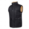 Sherpa-Lined Puffer Vest Men's Black Fleece Sleeveless Body Warmer – Casual, Winter Outdoor
