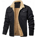 Sherpa-Lined Trucker Jacket Men's Fleece Warm Button-Up Coat – Casual, Winter Gift