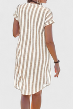 Shirt Dress Blue White Striped Button-Down Short Sleeve Women's – Casual, Beach, Summer