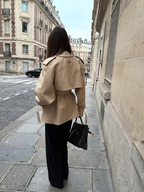Short Trench Jacket Women's Belted Double-Breasted Stand Collar – Casual, Office, Fall Layering, Gift