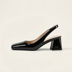 Slingback Block Heel Pumps Pink Patent Square Toe Women's – Office, Wedding, Party, Everyday