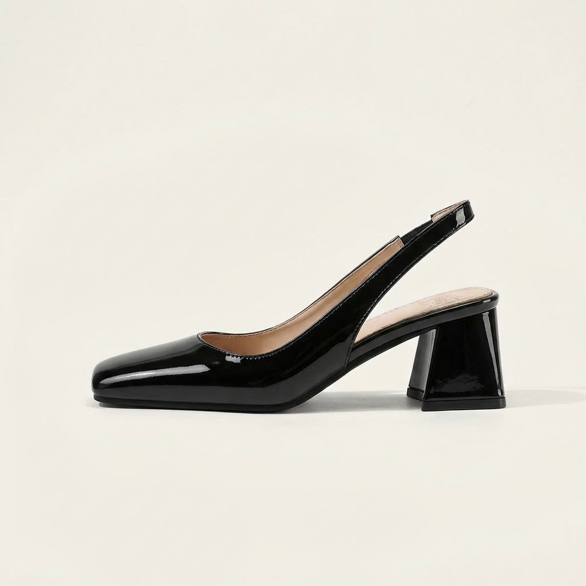 Slingback Block Heel Pumps Pink Patent Square Toe Women's – Office, Wedding, Party, Everyday