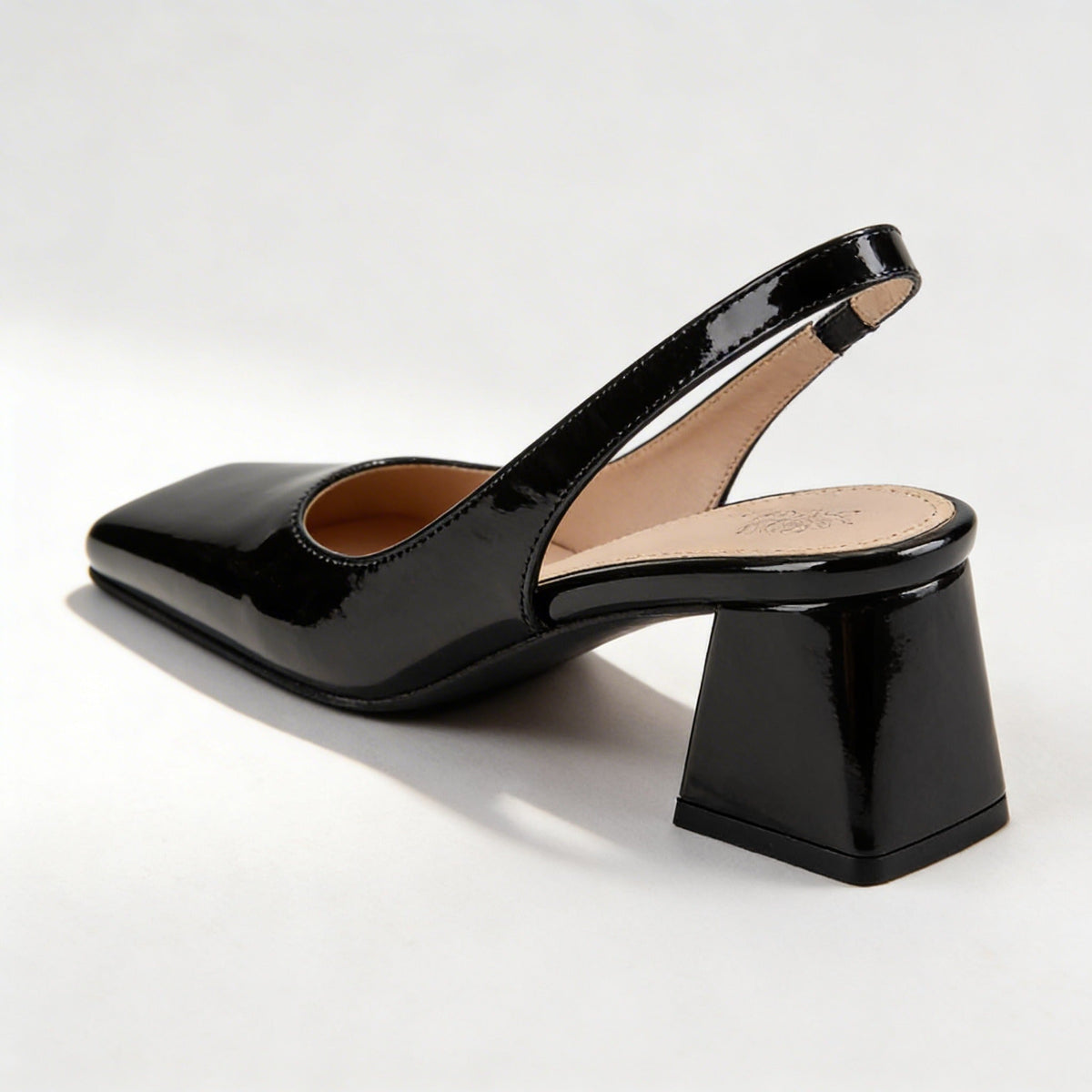 Slingback Block Heel Pumps Pink Patent Square Toe Women's – Office, Wedding, Party, Everyday