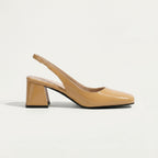 Slingback Block Heel Pumps Pink Patent Square Toe Women's – Office, Wedding, Party, Everyday
