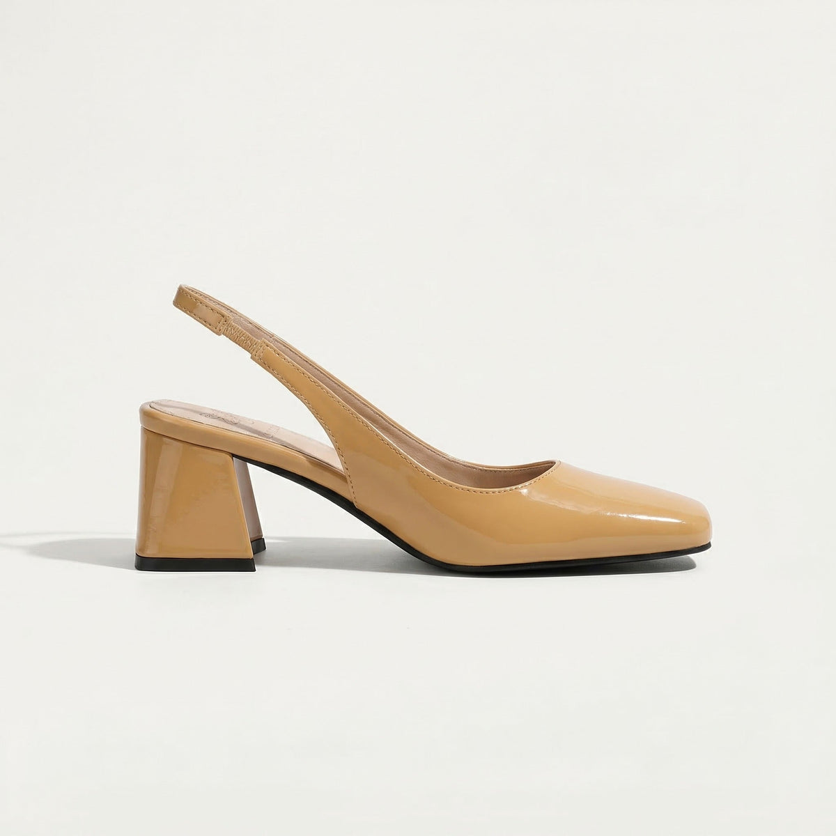 Slingback Block Heel Pumps Pink Patent Square Toe Women's – Office, Wedding, Party, Everyday