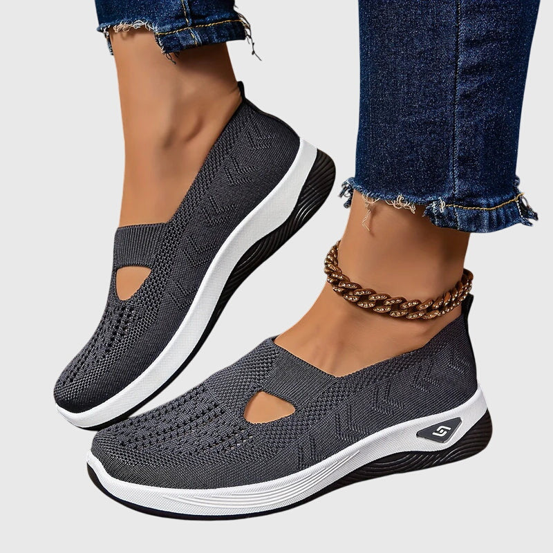 Slip-On Sneakers Green Mesh Women's Breathable Cutout – Casual, Walking Comfort Everyday Wear