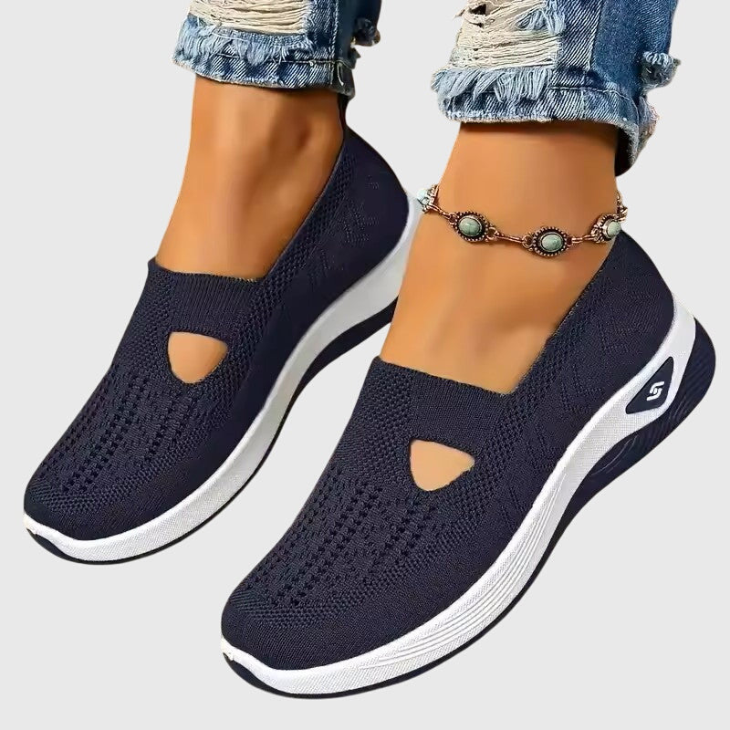 Slip-On Sneakers Green Mesh Women's Breathable Cutout – Casual, Walking Comfort Everyday Wear