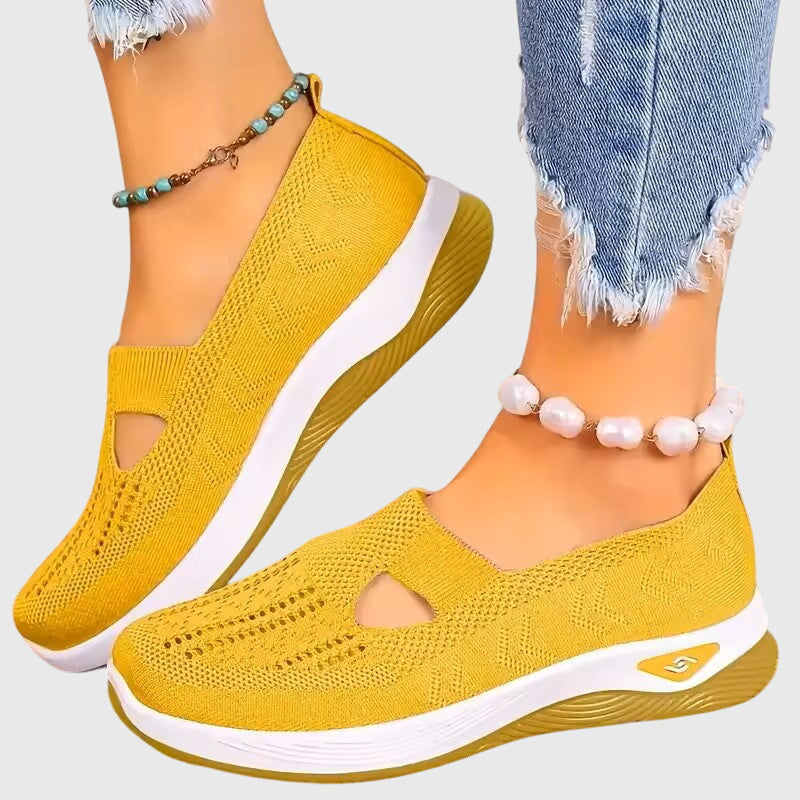 Slip-On Sneakers Green Mesh Women's Breathable Cutout – Casual, Walking Comfort Everyday Wear