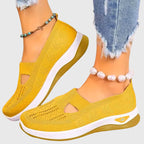 Slip-On Sneakers Green Mesh Women's Breathable Cutout – Casual, Walking Comfort Everyday Wear