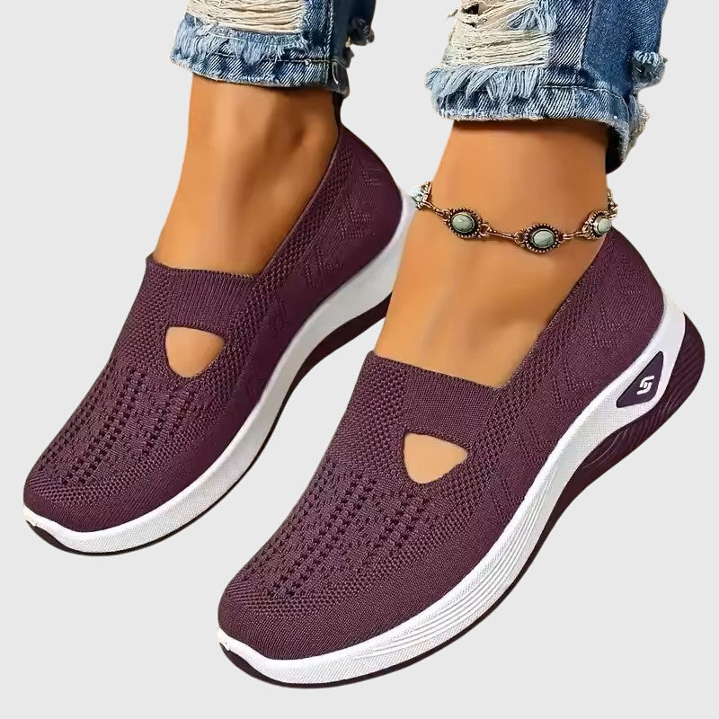 Slip-On Sneakers Green Mesh Women's Breathable Cutout – Casual, Walking Comfort Everyday Wear