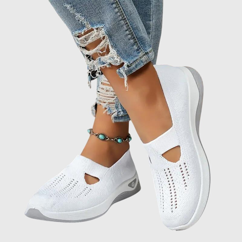 Slip-On Sneakers Green Mesh Women's Breathable Cutout – Casual, Walking Comfort Everyday Wear