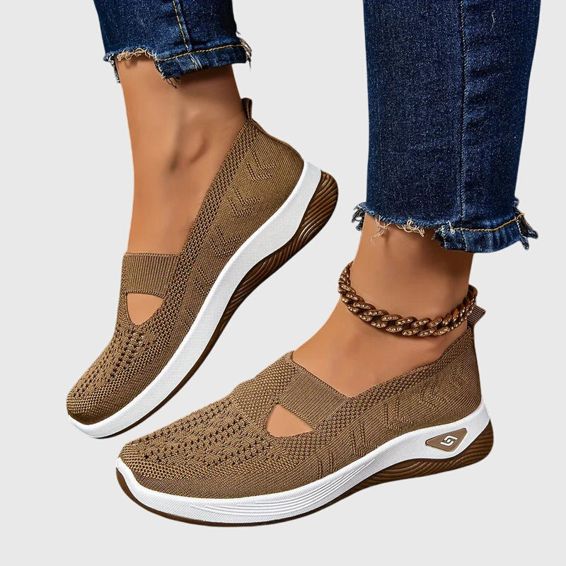 Slip-On Sneakers Green Mesh Women's Breathable Cutout – Casual, Walking Comfort Everyday Wear