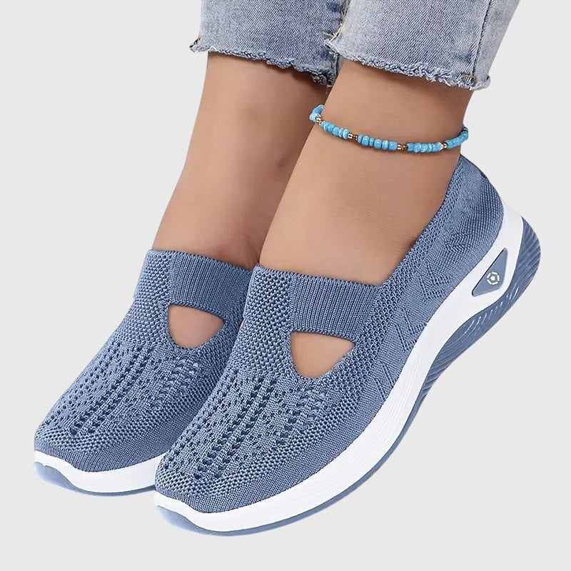Slip-On Sneakers Green Mesh Women's Breathable Cutout – Casual, Walking Comfort Everyday Wear