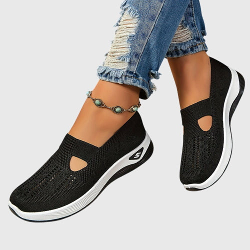 Slip-On Sneakers Green Mesh Women's Breathable Cutout – Casual, Walking Comfort Everyday Wear