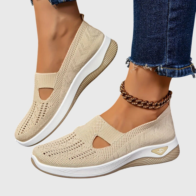 Slip-On Sneakers Green Mesh Women's Breathable Cutout – Casual, Walking Comfort Everyday Wear