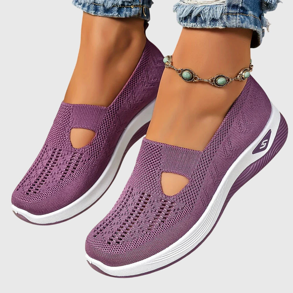 Slip-On Sneakers Green Mesh Women's Breathable Cutout – Casual, Walking Comfort Everyday Wear