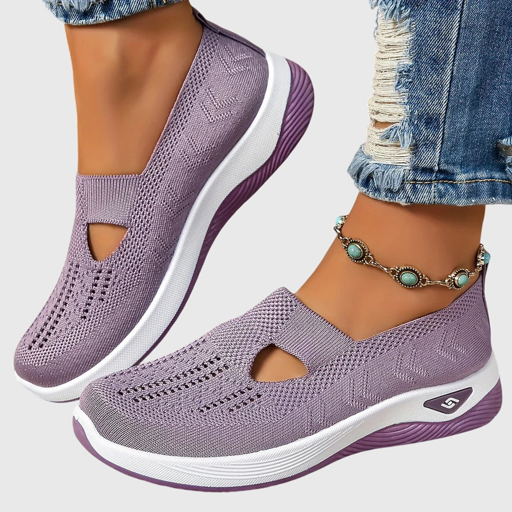Slip-On Sneakers Green Mesh Women's Breathable Cutout – Casual, Walking Comfort Everyday Wear