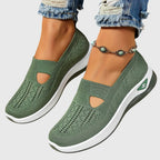 Slip-On Sneakers Green Mesh Women's Breathable Cutout – Casual, Walking Comfort Everyday Wear