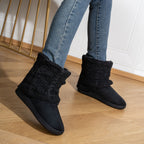 Slipper Boots Knit-Cuff Faux Suede Women's Ankle Bootie Slippers – Indoor House Warmth, Gift