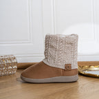 Slipper Boots Knit-Cuff Faux Suede Women's Ankle Bootie Slippers – Indoor House Warmth, Gift