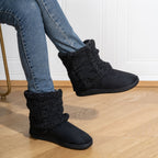 Slipper Boots Knit-Cuff Faux Suede Women's Ankle Bootie Slippers – Indoor House Warmth, Gift