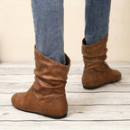 Slouchy Ankle Boots Women's Faux Leather Flat Slip-On – Casual, Office, Holiday · Faylori