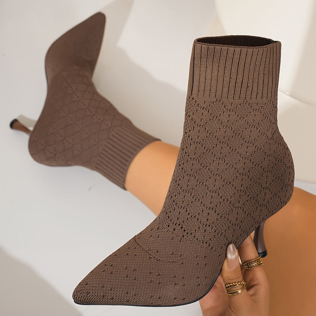 Sock Ankle Boots Knit Pointed Toe Stiletto Heel Women's – Office, Casual, Party Gift
