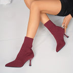 Sock Ankle Boots Knit Pointed Toe Stiletto Heel Women's – Office, Casual, Party Gift