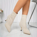 Sock Ankle Boots Knit Pointed Toe Stiletto Heel Women's – Office, Casual, Party Gift