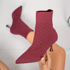 Sock Ankle Boots Knit Pointed Toe Stiletto Heel Women's – Office, Casual, Party Gift