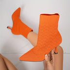 Sock Ankle Boots Knit Pointed Toe Stiletto Heel Women's – Office, Casual, Party Gift
